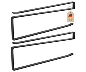 Intirilife Lot de 2 Porte-Rouleaux de Papier en Forme de Z, Noir, 26 x 1.1 x 10 cm - Support sans perçage pour Rouleau de Cuisine, Film Plastique & essuie-Mains - Support métallique enfichable Peu