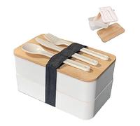 Intirilife Lunch Box Bento Box avec 3 compartiments et couverts en Blanc - 18.5 x 10.5 x 9.3 cm - Boîte à lunch pour adultes enfants, idéale pour l'école le travail avec couteau fourchette cuillère