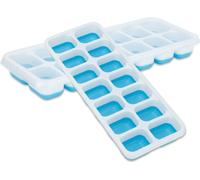 Intirilife Moules à glaçons en BLEU - Set de 4 moules à glaçons en silicone à 14 compartiments avec couvercle - Bacs à glaçons Fermables et Empilables avec Fond Flexible