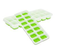 Intirilife Moules à glaçons en VERT - Set de 4 moules à glaçons en silicone à 14 compartiments avec couvercle - Bac à glaçons Fermable et empilable avec fond flexible