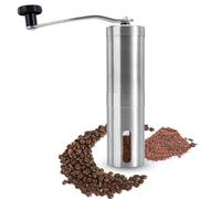 Intirilife Moulin à café Manuel en Acier Inoxydable en Argent - 20,5 x 5 cm - capacité de Remplissage 120 ML - Moulin Manuel avec broyeur réglable en continu pour café, moudre l'espresso à la Main