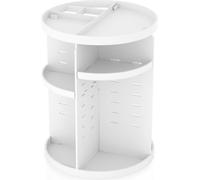Intirilife Organiseur de maquillage rotatif à 360 degrés en blanc - Boîte de rangement pour bijoux, accessoires de maquillage et produits de soins de la peau