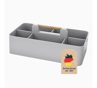 Intirilife Organizer Caddy avec poignée en gris - 32x15.5x8 cm, boîte de transport Panier de rangement avec 5 compartiments pour la salle de bain, la chambre d'enfant, le bricolage, les cosmétiques