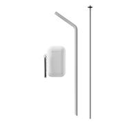 Intirilife Paille en silicone réutilisable et flexible de 25 cm en gris - Avec brosse de nettoyage et boîte de rangement portable en blanc