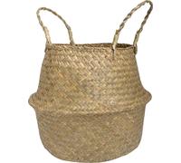 Intirilife Panier ventral en jonc de mer tressé avec anse -34.5 x 28 cm- Panier tissé pliable, panier de rangement pour jouets, panier pour plantes avec poignées, panier en jonc de mer, panier pour ét