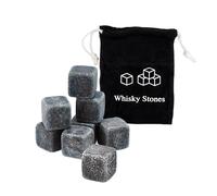 Intirilife Pierre à Whisky en granit GRIS PIERRE - 9 pièces de glaçons en granit réutilisables avec sac de rangement parfaitement adaptés au whisky - pierres de refroidissement cubes de refroidissemen