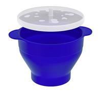 Intirilife Popcorn Maker réutilisable en silicone pour le micro-ondes, bol pliable avec couvercle en Bleu - 24 x 20 x 6 (14.5) cm - Du pop-corn frais à tout moment sans utiliser d'huile