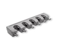 Intirilife Porte-balai Porte-outils à percer en plastique gris - 42.5 x 11.5 x 6.5 - Support mural Organiseur avec 5 supports Support pour outils de jardinage Montage mural