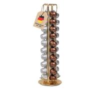 Intirilife Porte-capsules de café compatible avec capsules Nespresso (40 pièces) en fer couleur Dorée - 11.5 x 37.5 cm - Support de capsules rotatif à 360 degrés, rangement pour capsules de café