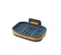 Intirilife porte-savon 13 x 9 x 2 cm en bleu foncé - porte-savon pour le mur, avec réservoir d'eau, à coller, sans percer