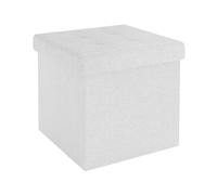 Intirilife Pouf Pliable 30x30x30 cm en Blanc - Cube de siège avec Couvercle et Espace de Rangement en Tissu avec Creux - Sitzcube Repose-Pieds Pliable Boîte de Rangement Coffre Pouf