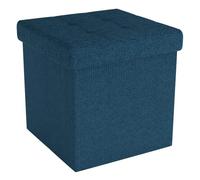 Intirilife Pouf pliable 30x30x30 cm en OCÉAN BLEU - Siège en cube avec espace de rangement et housse en tissu avec creux