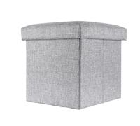 Intirilife Pouf Pliable 30x30x30 cm en Roche Gris - Siège Cube avec Couvercle et Espace de Rangement en Tissu avec Creux - Sitzcube Repose-Pieds Pliable Coffre de Rangement Coffre Pouf