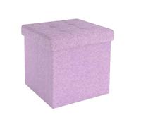 Intirilife Pouf Pliable 30x30x30 cm en Rose - Cube de siège avec Couvercle et Espace de Rangement en Tissu avec Creux - Sitzcube Repose-Pieds Pliable Boîte de Rangement Coffre Pouf