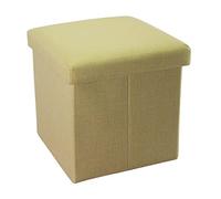 Intirilife Pouf Pliable 30x30x30 cm en Vert Printemps - Boîte de Rangement Décorative en Tissu Aspect Lin pour Gagner de l'espace - Tabouret Coffre Siège
