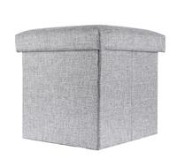 Intirilife Pouf Pliable 38x38x38 cm en Gris Alaska - Boîte de Rangement Décorative en Tissu Aspect Lin pour Gagner de l'espace - Tabouret Coffre Siège