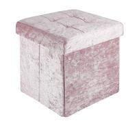 Intirilife Pouf Pliable 38x38x38 cm en Velours Rose - Boîte de Rangement Décorative avec Housse en Velours pour Gagner de l'espace - Tabouret Coffre Siège