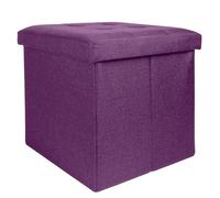 Intirilife Pouf pliable 38x38x38cm en BROUILLARD VIOLET - Siège en cube avec espace de rangement et housse en tissu avec creux - Siège en cube repose-pieds coffre de rangement pouf coffre
