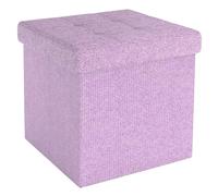 Intirilife Pouf pliable 38x38x38cm en LOTUS ROSA - Siège en cube avec espace de rangement et housse en tissu avec creux - Siège en cube repose-pieds coffre de rangement pouf coffre
