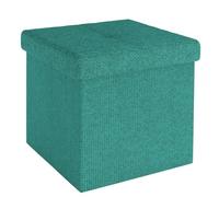 Intirilife Pouf Pliable 38x38x38cm en Turquoise FONCÉ - Siège en Cube avec Espace de Rangement et Housse en Tissu avec Creux - Siège en Cube Repose-Pieds Coffre de Rangement Pouf Coffre