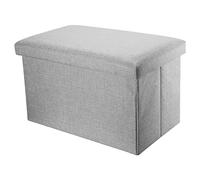 Intirilife Pouf Pliable 78x38x38 cm en GRIS ALASKA - Boîte de Rangement Décorative en Tissu Aspect Lin pour Gagner de l'Espace - Tabouret Coffre Siège