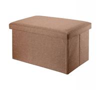 Intirilife Pouf Pliable 78x38x38 cm en Marron Ambre - Boîte de Rangement Décorative en Tissu Aspect Lin pour Gagner de l'espace - Tabouret Coffre Siège