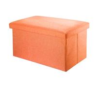 Intirilife Pouf Pliable 78x38x38 cm en Orange Mandarine - Boîte de Rangement Décorative en Tissu Aspect Lin pour Gagner de l'espace - Tabouret Coffre Siège