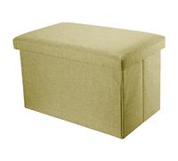 Intirilife Pouf Pliable 78x38x38 cm en Vert Printemps - Boîte de Rangement Décorative en Tissu Aspect Lin pour Gagner de l'espace - Tabouret Coffre Siège