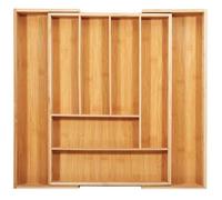 Intirilife Range-couverts Organisateur de tiroirs en bambou extensible jusqu'à 8 compartiments -33-50 x 43 x 5 cm- réglable en taille, insert de tiroir, pour couverts ustensiles de cuisine outils