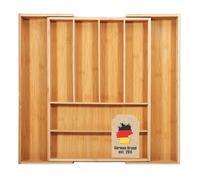 Intirilife Range-couverts Organisateur de tiroirs en bambou extensible jusqu'à 8 compartiments -33-50 x 43 x 5 cm- réglable en taille, insert de tiroir, pour couverts ustensiles de cuisine outils