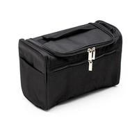 Intirilife Sac à Cosmétiques en Noir - Trousse de Toilette Spacieuse Portable en Polyester avec Poignée, Fermeture Éclair, Pochette en Filet et Nombreuses Poches Intérieures et Extérieures