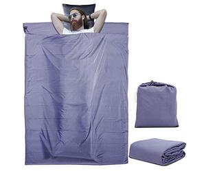Intirilife Sac de Couchage en Violet FONCÈ - 115 cm x 210 cm Sac de Couchage de Hutte Mince en Polyester avec Fermeture et Sac de Rangement - Voyage Alpine Cabane Saison d’Été