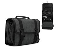 Intirilife Sac de Voyage en Noir - Trousse de Toilette Pliable et Accrochable avec Poignée, Boucles en Plastique, Beaucoup d’Espace de Rangement - Femme Homme Unisex