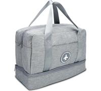 Intirilife Sac de voyage imperméable GRIS - 40 x 17 x 30 cm -Sac textile spacieux en tissu Oxford résistant à l'eau- Sac pour bagages à main, sac de sport et de fitness pour la gym, les excursions, le
