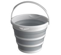 Intirilife Seau pliable 10 L en gris - blanc - 34 x 33 x 25 / 5 cm - Seau pliable pour nettoyer, seau à eau, pratique à plier, pour les déplacements ou la maison
