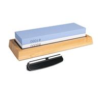 Intirilife Set 2 en 1 Pierre à aiguiser 1000 / 6000 avec support en silicone pour couteaux en bleu - Blanc - 21.3 x 9.2 x 4.6 cm - Aiguiseur de couteaux double face Pierre à aiguiser