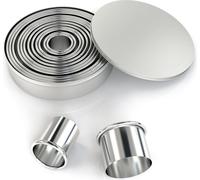 Intirilife Set de 12 emporte-pièces en argent avec boîte de rangement - Cutter anneaux ronds en acier inoxydable pour biscuits Cookie Plätzchen Gebäckform Ausstecher