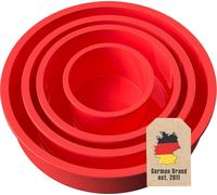 Intirilife Set de 4 moules à gâteaux en silicone rouge - 10 cm, 16.3 cm, 19.8 cm, 25 cm - Moule à gâteaux Pour la cuisson des tartes Gâteaux en couches