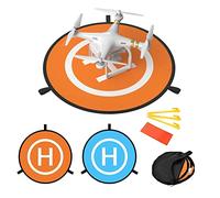 Intirilife Set de 5 pièces avec piste d'atterrissage pour drones et accessoires en nylon orange - bleu avec un diamètre de 75cm - Pour le décollage et l'atterrissage de drones en toute sécurité