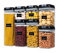 Intirilife Set de 7 récipients alimentaires étanches à l'air Boîtes de rangement en noir de différentes tailles