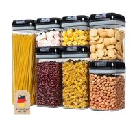 Intirilife Set de 7 récipients alimentaires étanches à l'air Boîtes de rangement en noir de différentes tailles