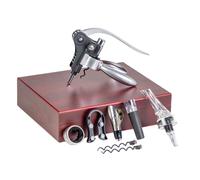 Intirilife Set de 9 accessoires de sommelier pour le vin dans une élégante caisse en bois - 27 x 22 x 7 cm - Ouvreur de vin Tire-bouchon Bec verseur et bien plus encore