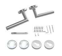 Intirilife Set de poignées de porte avec vis - Poignée de porte en acier inoxydable des deux côtés en argent - Poignée de porte pour tout type de porte intérieure et d'intimité au quotidien