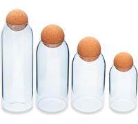 Intirilife Set de récipients de conservation en verre avec boule en liège Set de 4 pièces - 1.2 L / 930 ml / 670 ml / 400 ml de contenance - Récipients de stockage Boîtes en verre pour aliments Bonbon