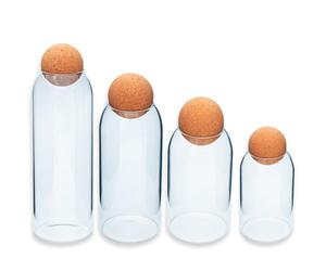 Intirilife Set de récipients de Conservation en Verre avec Boule en liège Set de 4 pièces - 1.2 L/930 ml/670 ml/400 ML de contenance - Récipients de Stockage pour Aliments Bonbons Épices Café Sucre