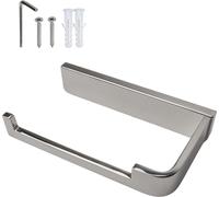 Intirilife Support de papier toilette sans tablette en ARGENT - Support de papier en acier inoxydable sans tablette à percer - Papier WC Porte-rouleaux Porte-serviettes
