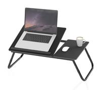 Intirilife table d'ordinateur portable pliable et réglable en hauteur en noir - table de lecture plateau de petit déjeuner plateau de livres pour le lit salon bureau à domicile et en déplacement
