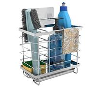 Intirilife Tablette d'évier Pratique Panier de Nettoyage Support de Salle de Bain en Argent pour Ranger et Organiser Les Produits de Nettoyage et Les ustensiles de Cuisine