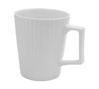 Intirilife Tasse à café blanche de 400 ml - 12.5 x 7.1 / 9.4 x 10.5 cm - Tasse à thé avec motif rainuré, mug avec anse, tasse à boire pour café, thé, lait, cacao et bien plus encore
