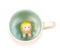 Intirilife Tasse à café Tasse à thé 3D avec hérisson - 300 ml de contenance - Tasse en céramique Cartoon cadeau mignon Mug avec anse